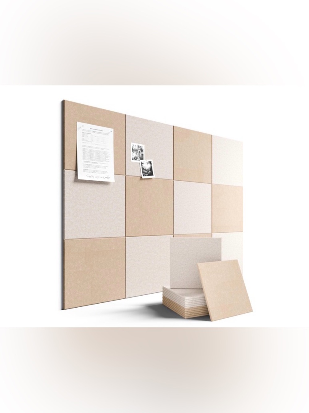 Fluxynara Felt Bulletin Board Tiles - Oatmeal & Deep Camel, 12-Pack